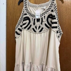 Cato Black and Cream Crochet Tank Top 26/28 NWT